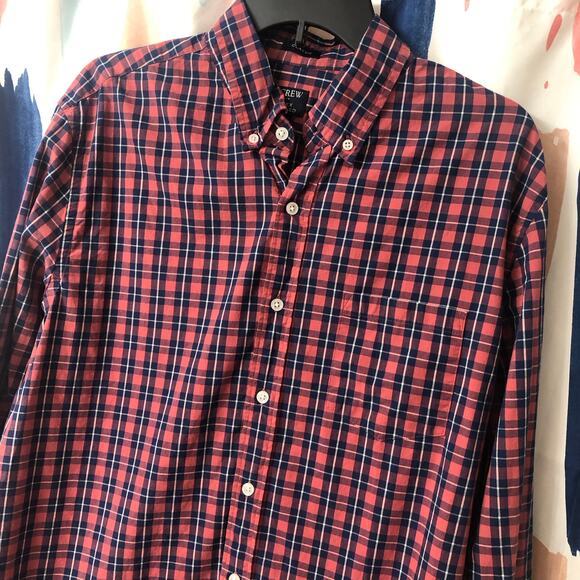 J. Crew Men’s Classic Fit Flex Washed Plaid Long Sleeve Button Down Shirt Large - Picture 2 of 11